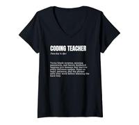 Women's Coding Teacher Definition Funny Programmer Instructor V-Neck T-Shirt