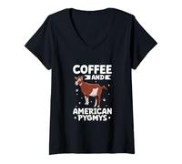 Womens Coffee and American Pygmy V-Neck T-Shirt