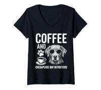 Women's Coffee and Chesapeake Bay Retriever V-Neck T-Shirt