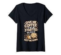 Women's Coffee and Jesus Keep Me Going Jesus Coffee Faith V-Neck T-Shirt