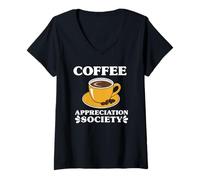 Womens Coffee Appreciation Society Funny Coffee V-Neck T-Shirt