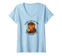 Womens Coffee Cat, Hang On Let Me Overthink This, Funny Meme Cats V-Neck T-Shirt