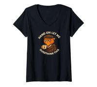 Womens Coffee Cat, Hang On Let Me Overthink This, Funny Meme Cats V-Neck T-Shirt