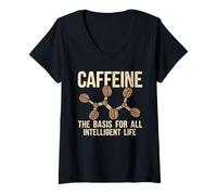 Womens Coffee Chemical Structure Caffeine Molecule Chemistry Themed V-Neck T-Shirt