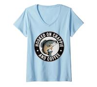 Womens Coffee Crappie Fishermen Big Slab Fish V-Neck T-Shirt
