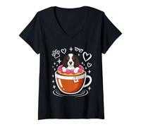 Women's Coffee English Springer Spaniel Donut V-Neck T-Shirt