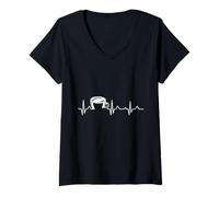 Womens Coffee Heartbeat -No Talkie Before a Cappuccino/Latte Lover V-Neck T-Shirt