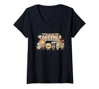 Women's Coffee Humor Decor We´re All in This Together Like Hostages V-Neck T-Shirt