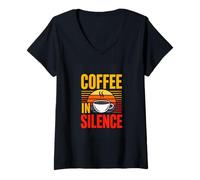 Women's Coffee in Silence Retro Coffee Lover Introvert V-Neck T-Shirt