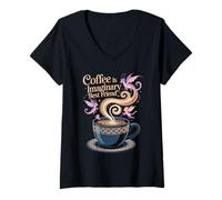 Womens Coffee is Imaginary Best Friend Caffeine Comfort V-Neck T-Shirt