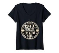 Women's Coffee is The Fuel for The Creative Soul Caffeine Brew - V-Neck T-Shirt