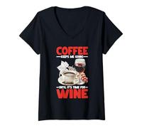 Womens Coffee Keeps Me Going Until It's Time for Wine - V-Neck T-Shirt