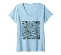 Women's Coffee Knowledge Fuel for Thought Book Lover Reading V-Neck T-Shirt