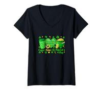 Women's Coffee Love St. Patrick's Day Shamrocks Funny Irish V-Neck T-Shirt