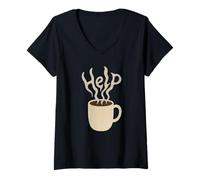Women's Coffee Lover Help Steam Funny Caffeine Quote V-Neck T-Shirt