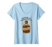 Women's Coffee Potion of Productivity Funny Caffeine Vintage Magic V-Neck T-Shirt