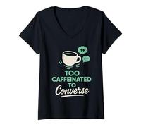 Womens Coffee Powered Introvert Caffeine Armor Antisocial Humor V-Neck T-Shirt