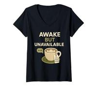 Womens Coffee Powered Introvert Caffeine Armor Antisocial Humor V-Neck T-Shirt
