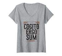 Women's Cogito Ergo Sum I Think Therefore I Am Philosophy Lovers V-Neck T-Shirt