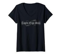 Women's Cogito Ergo Sum I Think Therefore I Am Philosophy Lovers V-Neck T-Shirt