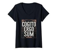 Women's Cogito Ergo Sum I Think Therefore I Am Philosophy Lovers V-Neck T-Shirt
