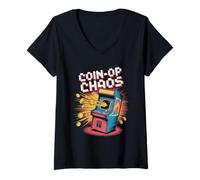 Womens Coin-OP Chaos Pop Culture Retro Video Game V-Neck T-Shirt