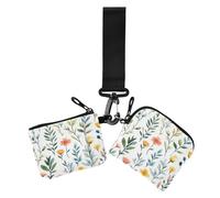 Women's Coin Pouches Card Holder Flowers Cute Floral White Minimalist Identity Card Protector with Zipper Pocket for Men Women 2 Pcs, Flowers cute floral white3, 4.13" x 3.51" & 4.13" x 4.13", Art