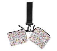 Women's Coin Pouches Card Holder Geometric Funny Colorful Mini Fashion ID Card Holders Protector with Wristle Strap for Men Women 2 Pcs, Geometric funny Colorful, 4.13" x 3.51" & 4.13" x 4.13", Art