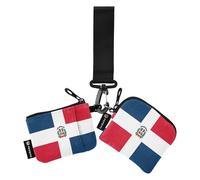 Women's Coin Pouches Card Holder Large Capacity Zipper Cash Coin Purse with Zipper Coin Pocket for Ladies Girls 2 Packs, Dominican Republic Flag, 4.13"(L) x 3.5"(W)