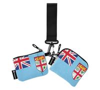 Women's Coin Pouches Card Holder Large Capacity Zipper Cash Coin Purse with Zipper Coin Pocket for Ladies Girls 2 Packs, Fijian National Flag Official Fiji Island, 4.13"(L) x 3.5"(W), Travel Accessory