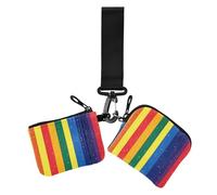Women's Coin Pouches Card Holder Pride Month Colorful Stripe Small Detachable Zipper Cash Coin Purse with Zipper Pocket for Work Travel 2 Pcs, Pride Month colorful stripe54, 4.13" x 3.51" & 4.13" x