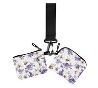 Women's Coin Pouches Card Holder Rustic Spring Chic Flowers Lavender White Thin Flat Card Wallet Money Organizer with Zipper Pocket for Women Men 2 Pcs, Rustic spring chic flowers641, 4.13" x 3.51" &