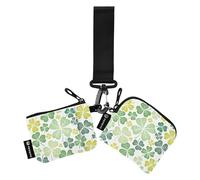 Women's Coin Pouches Card Holder Small Portable Women Credit Card Case Coin Purse with Zipper Pocket for Men Women 2 Packs, Clover leaf Attractive Colors Flower, 4.13"(L) x 3.5"(W), Travel Accessory