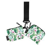 Women's Coin Purse Card Holder Slim Portable Women Money Organizer with Wrist Strap for Women Girls 2 Pieces, Green Western Cactus, 4.13"(L) x 3.5"(W), Travel Accessories