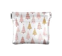 Women's Coin Purse, Christmas Snowflake Red Purse Key Case Coin Bag, Waterproof Cosmetic Bag for Travel, Christmas Trees Pastel Pink, One Size, Christmas Trees Pastel Pink