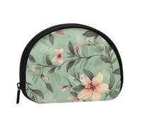 Women's Coin Purse Pouch Pastel Floral Pattern Wallets,Mini Change Holder with Zipper,Coin Bag Shell Handbags for Gift