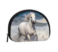 Women's Coin Purse Pouch,Shell Handbags for Women Wallet Mini Change Purse | Small Change Purse With Zipper,Coins Wallet White Horse Running On The Sea Credit Card Holder For Girls Gift
