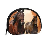 Women's Coin Purse Pouch,Shell Handbags for Women Wallet Mini Change Purse | Small Change Purse With Zipper,Coins Wallet Brown Horse Silhouette Credit Card Holder For Girls Gift