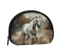 Women's Coin Purse Pouch,Shell Handbags for Women Wallet Mini Change Purse | Small Change Purse With Zipper,Coins Wallet Horse Running In Field Credit Card Holder For Girls Gift