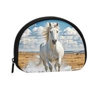 Women's Coin Purse Pouch Wallet,Mini Change Holder Coin Bag Shell Handbags | Women'S Coin Purse Pouch White Horse Wallet,Mini Change Holder With Zipper,Coin Bag Shell Handbags