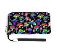 Women's Coin Purse Wallets Large Capacity Zipper Handbag Purse for Girls Ladies Compatible with Trippy Magic Neon Mushrooms Wallet