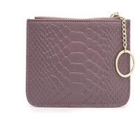 Women's Coin Purse Zip Mini Key Bag Ladies Leather Short Coin Purse Mini Wallet(Purple)