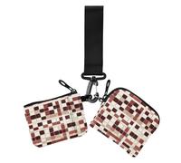 Women's Coin Purses Card Cases Funny Plaid Check White Brown Large Capacity Card Money Holder with Zipper Coin Pocket for Women Men 2 Pcs, funny Plaid Check668, 4.13" x 3.51" & 4.13" x 4.13", Art Deco