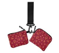 Women's Coin Purses Card Cases Oriental Ornament Chinese Red Thin Flat Zipper Cash Coin Purse with Zipper Coin Pocket for Ladies Girls 2 Pcs, Oriental ornament Chinese red, 4.13" x 3.51" & 4.13" x