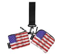 Women's Coin Purses Card Cases Small Portable Identity Card Protector with Keychain for Men Women 2 Packs, Vintage Tea Stained American Flag, 4.13"(L) x 3.5"(W), Travel Accessory