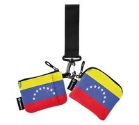 Women's Coin Purses Card Cases Small Portable Identity Card Protector with Keychain for Men Women 2 Packs, Venezuela Stars Flag Bolivarian Republic of, 4.13"(L) x 3.5"(W), Travel Accessory