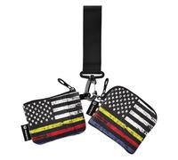 Women's Coin Purses Card Cases Small Portable Identity Card Protector with Keychain for Men Women 2 Packs, United states of America flag with blue red USA, 4.13"(L) x 3.5"(W)