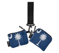 Women's Coin Purses Card Cases Small Portable Identity Card Protector with Keychain for Men Women 2 Packs, South Carolina State SC blue navy, 4.13"(L) x 3.5"(W)