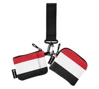 Women's Coin Purses Card Cases Small Portable Identity Card Protector with Keychain for Men Women 2 Packs, Republic of Yemen Flag black red, 4.13"(L) x 3.5"(W)