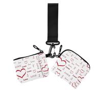 Women's Coin Purses Card Cases Valentines Love Text love reds Slim Detachable Coin Purse Change Holder with Keychain for Women Men 2 Pcs, valentines love text love reds, 4.13" x 3.51" & 4.13" x 4.13",
